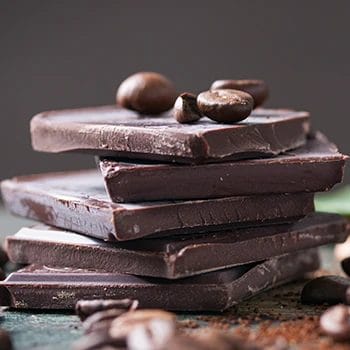 Close up image of dark chocolate