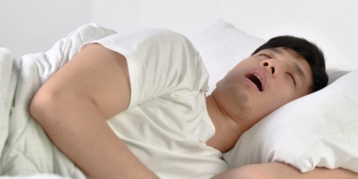 A person who has sleep apnea snoring loudly