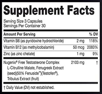 Supplement Facts of Nugenix