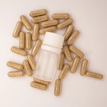 Top view of supplement capsules