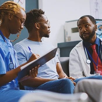 A physician explaining the side effects of nootropics
