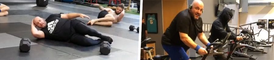 Kevin James exercising in gym
