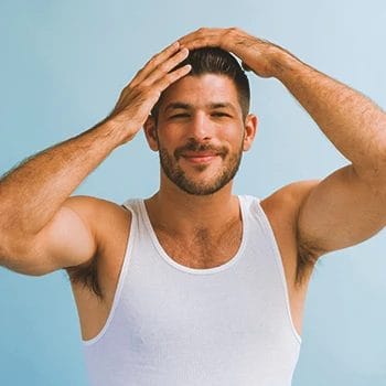 A man with high testosterone having lots of body hair