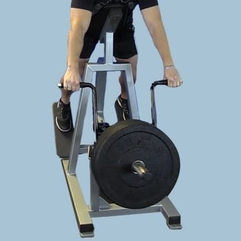 A person doing a weight row for his back muscles