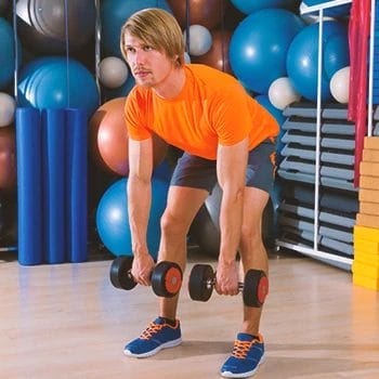 A person doing dumbbell deadlift