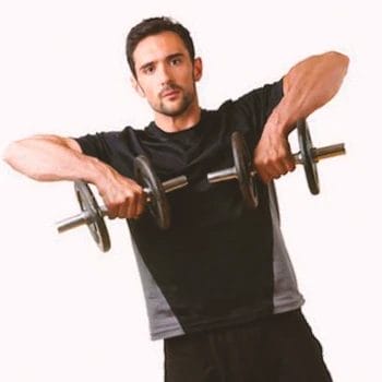A man doing Dumbbell Upright Row exercises