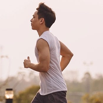 Jogging outdoors early morning