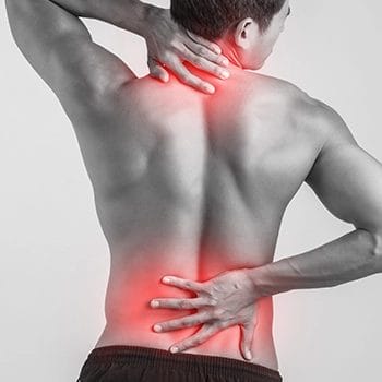 Showing back pains with red highlights