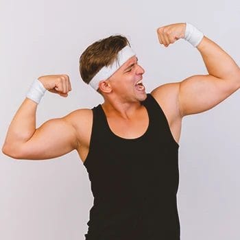 A buff male flexing his biceps