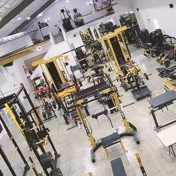 Top view of the garage gym of Brian Shaw