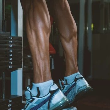 Close up shot of muscular calves