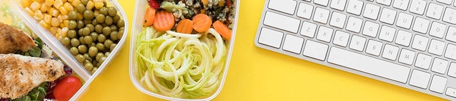 Top view of a diet plan with keyboard