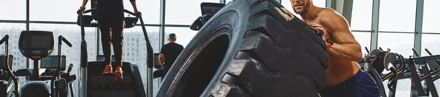 Strongman competition inside a gym