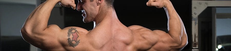 Showing and flexing back muscles