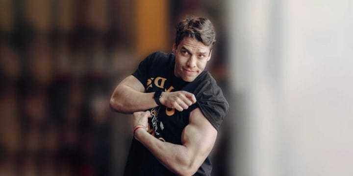 Joseph Baena flexing muscles