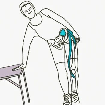 A graphic of a person doing a Leaning Abductor Stretch